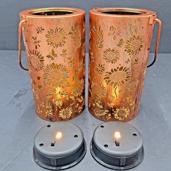 Sunflower Solar Lanterns-Set of 2- Hanging Light-LED-Outdoor Garden Lamp - Decor - Picture 7 of 9